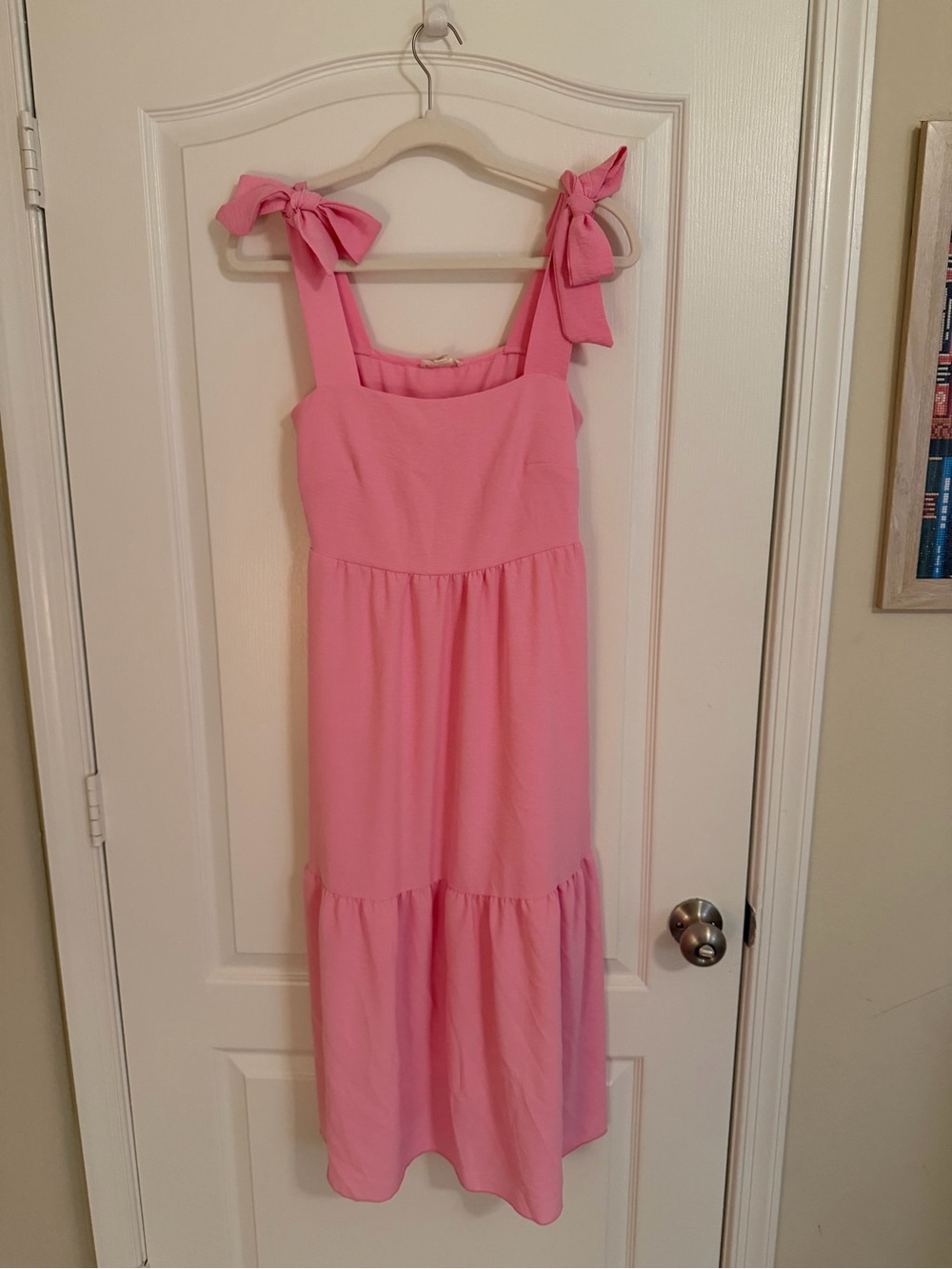 See You Monday Pink Tie-Strap Tiered Sundress